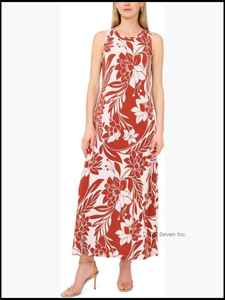 Sleeveless Back Keyhole Maxi Dress With Zipper Closure
